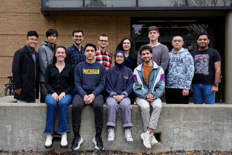 IDEAS Lab, November 2023. Left to right, front row: Emma Smith, Joaquin Rey, Rawan Aljaber, Nawa Khalainy. Left to right, back row: Yi-Chih Wang, Nattanan Wongprapinkul, Hüseyin Acar, Paul Mokotoff, Gökçin Çınar, Maxfield Arnson, Yilin Deng, Swapnil Jagtap.