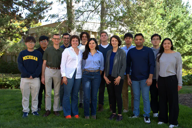 IDEAS Lab, October 2024. Left to right, front row: Ian Kim, Paul Mokotoff, Emma Smith, Gökçin Çınar, Miranda Stockhausen, Swapnil Jagtap, Lauren Abravanel. Left to right, back row: Arenas Wang, Hüseyin Acar, Marcellin Barbeau, Maxfield Arnson, Nattanan Wongprapinkul, Yipeng Liu.